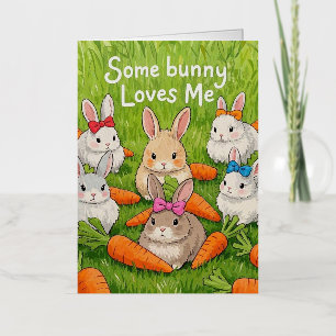 Easter Bunnies and Carrots Foil Greeting Card