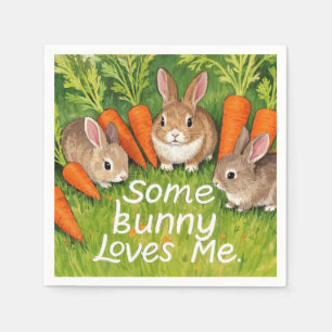 Easter Bunnies and Carrots  Napkin