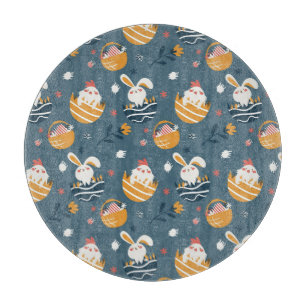 Easter Bunnies and Chicks in Eggs Cutting Board