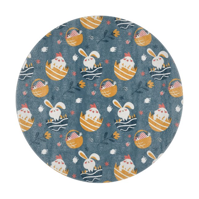 Easter Bunnies and Chicks in Eggs Cutting Board (Front)