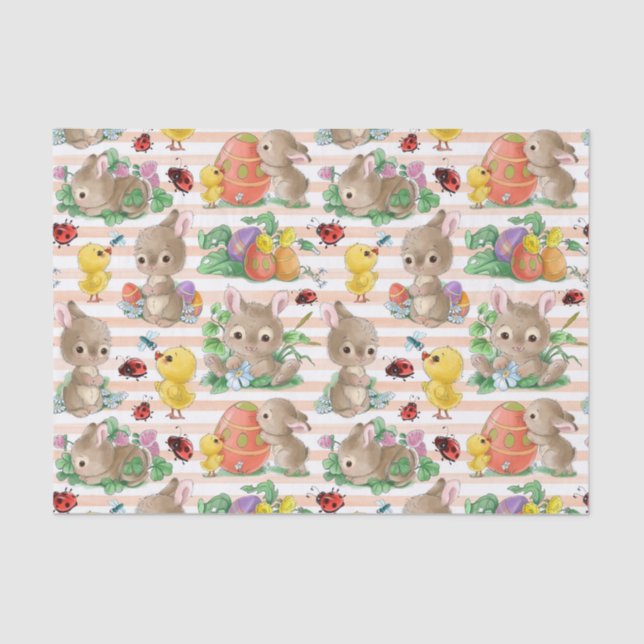 Easter Bunnies And Chicks Tissue Paper (Front)