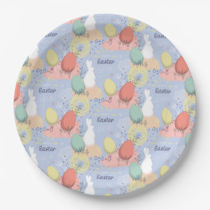 Easter Bunnies and Eggs Paper Plate