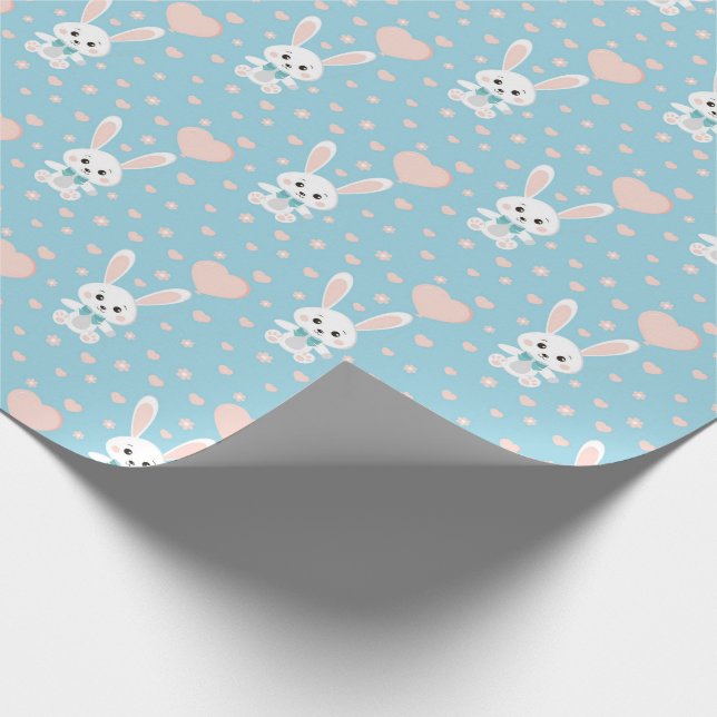 Easter Bunnies and Hearts Easter Wrapping Paper (Corner)
