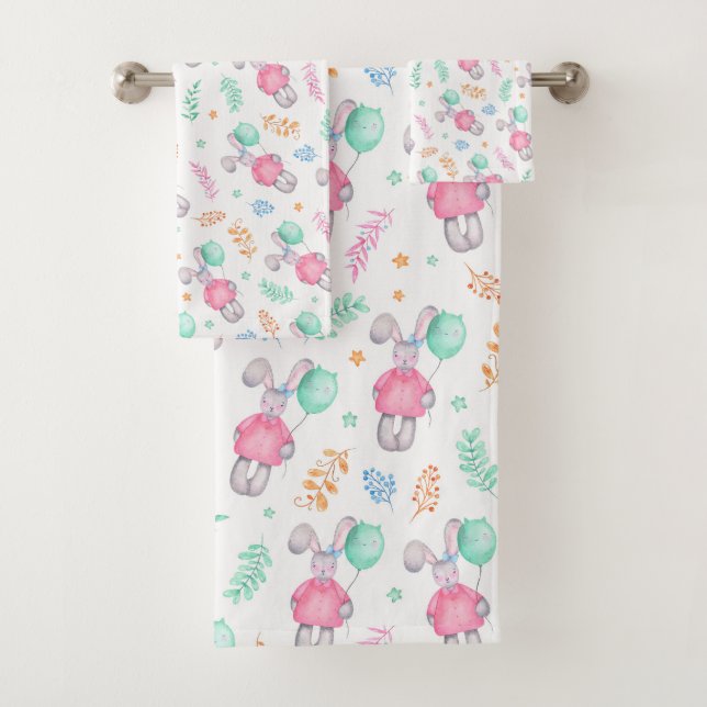 Easter Bunnies Bath Towel Set (Insitu)