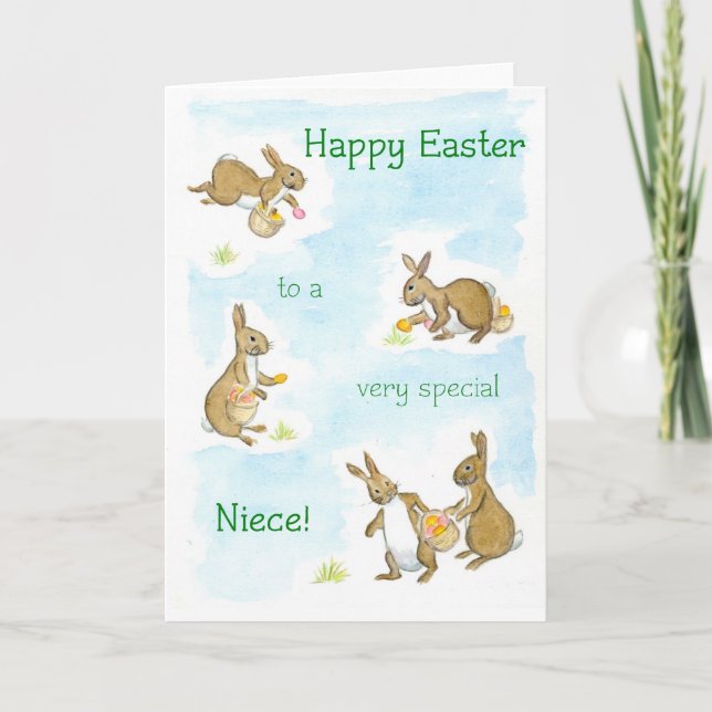 Easter Bunnies Card for a Niece (Front)