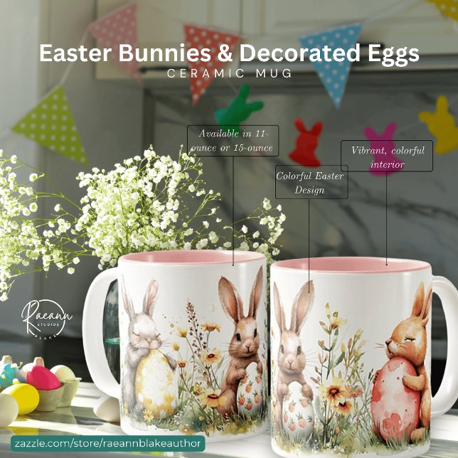 Easter Bunnies & Decorated Eggs Ceramic Mug (Creator Uploaded)