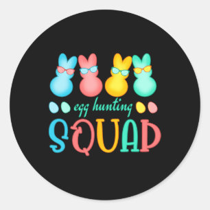 Easter Bunnies Egg Hunting Squad Girls Boys Happy Classic Round Sticker