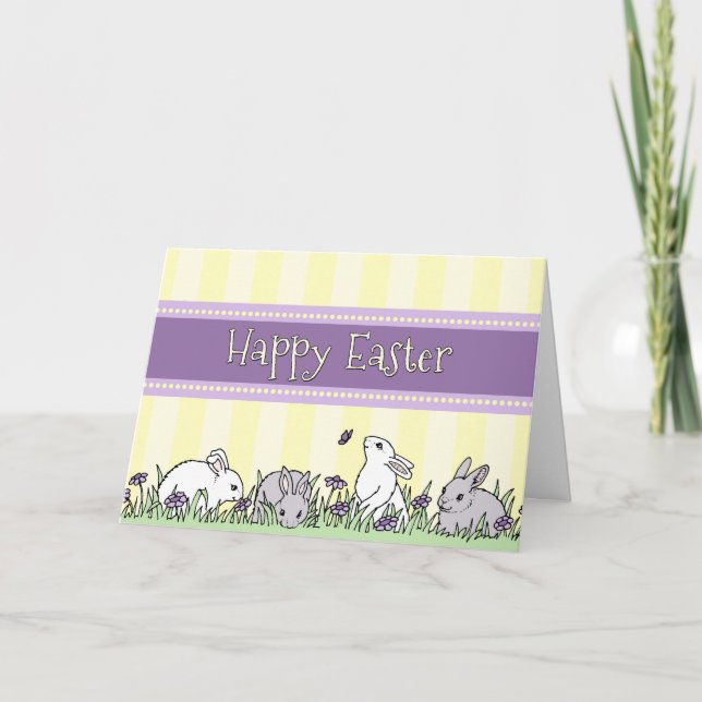 Easter Bunnies Happy Easter Card (Front)