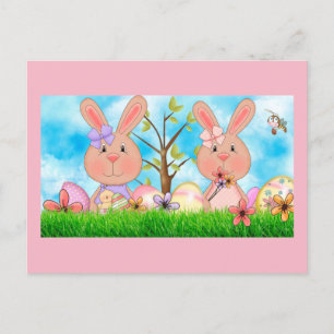 Easter Bunnies Holiday Postcard