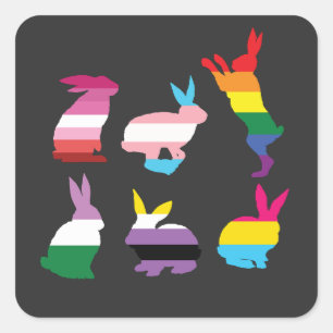 Easter Bunnies LGBTQ Pride Rainbow Rabbit Gift  Square Sticker