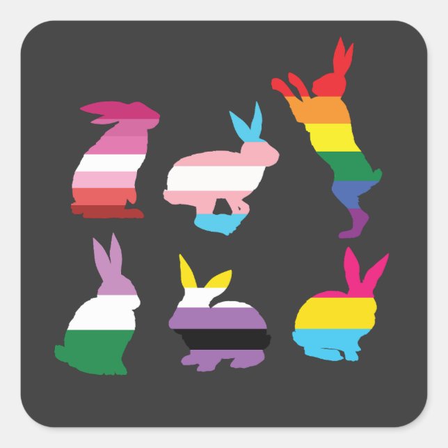 Easter Bunnies LGBTQ Pride Rainbow Rabbit Gift  Square Sticker (Front)