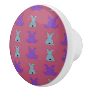 easter bunnies pattern ceramic knob