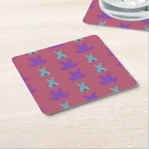 easter bunnies pattern square paper coaster