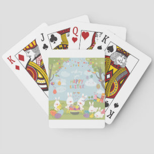 easter bunnies playing cards