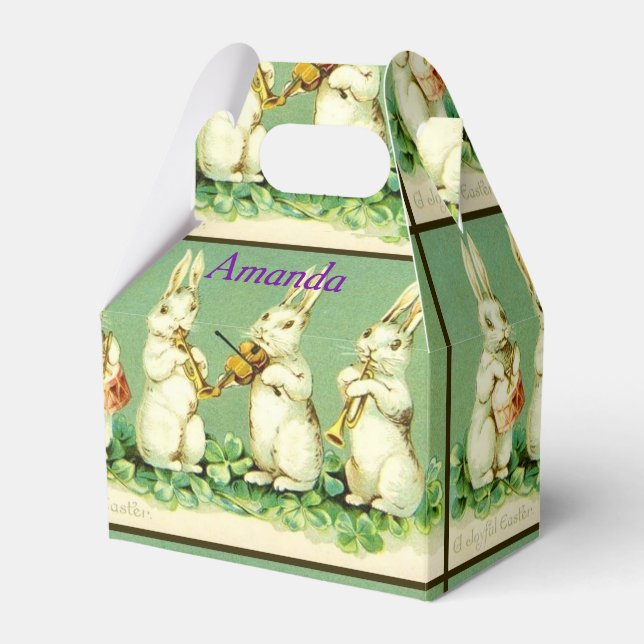 Easter Bunnies Playing Music Favour Box (Front Side)