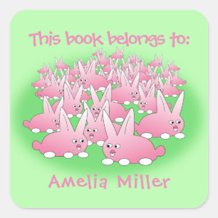 Easter Bunnies Spring Design Bookplate Sticker