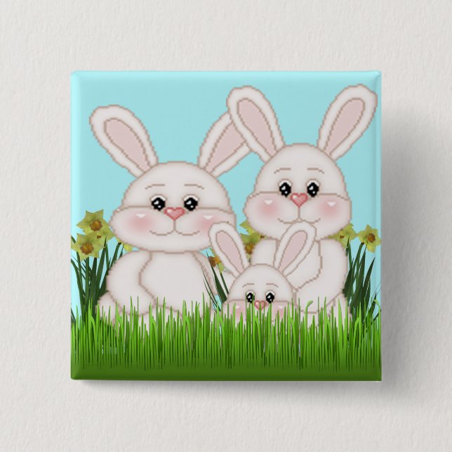 Easter Bunny 15 Cm Square Badge (Front)