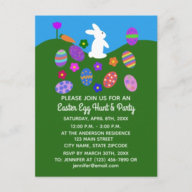 Easter Bunny #3 Invitation Postcard (Front)