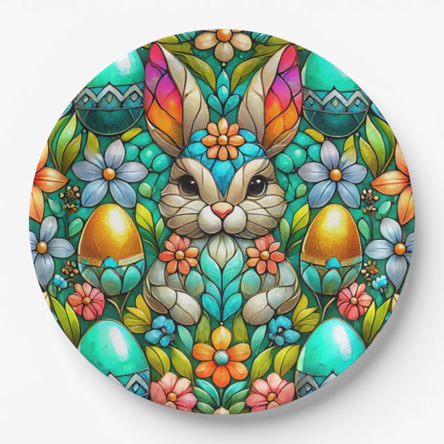 EASTER BUNNY 3D ~ Alcohol Inks ~  Paper Plate (Front)