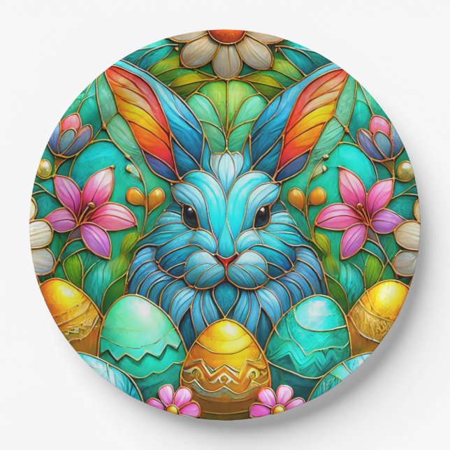 EASTER BUNNY 3D ~ Alcohol Inks ~  Paper Plate (Front)