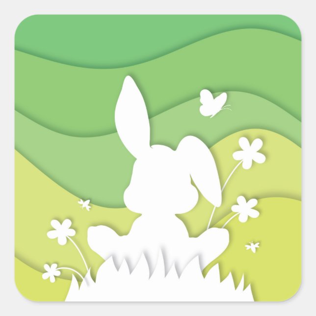 Easter bunny 3d cartoon spring nature square sticker (Front)