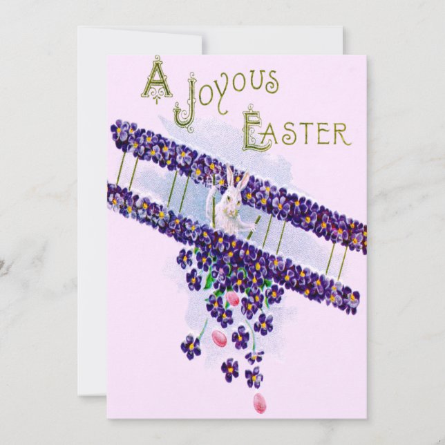 Easter Bunny Aeroplane Coloured Egg Invitation (Front)