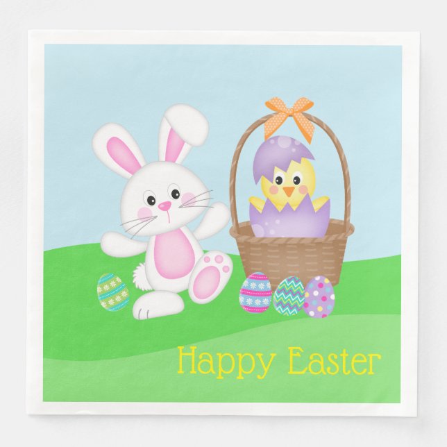Easter Bunny And Baby Chick Napkin (Front)