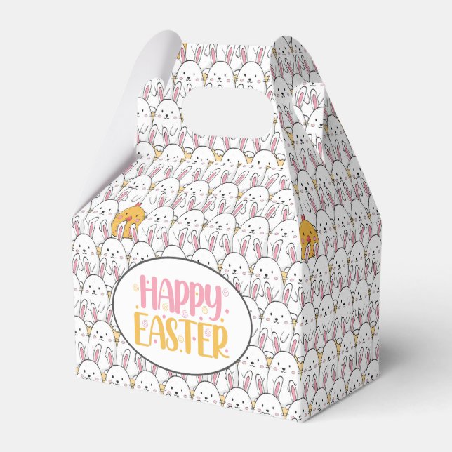 Easter Bunny and Baby Chicks  Favour Box (Front Side)