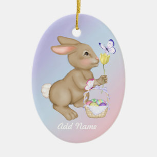 Easter Bunny and Basket Ceramic Tree Decoration