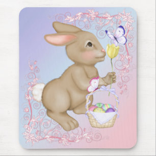 Easter Bunny and Basket Mouse Pad