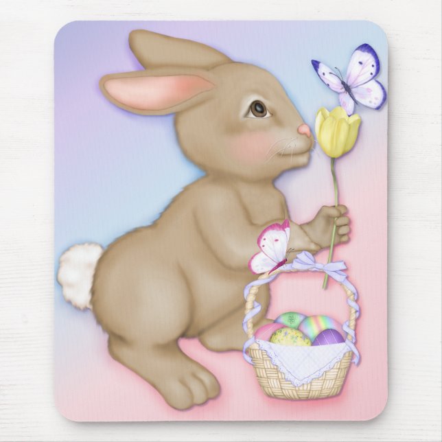 Easter Bunny and Basket Mousepad (Front)