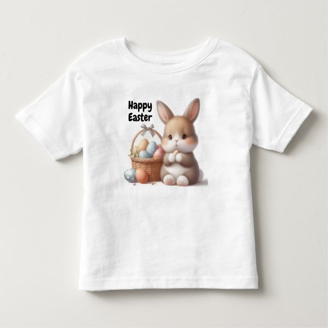 Easter Bunny and Basket of Eggs Toddler T-Shirt (Front)