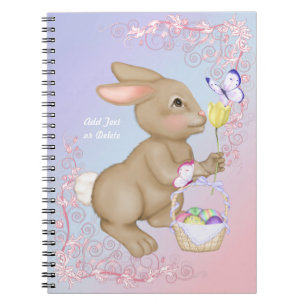 Easter Bunny and Basket Spiral Notebook