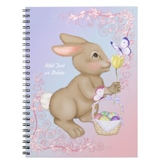 Easter Bunny and Basket Spiral Notebook (Front)