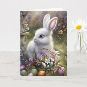 Easter Bunny and Basket with Eggs Pretty General Card