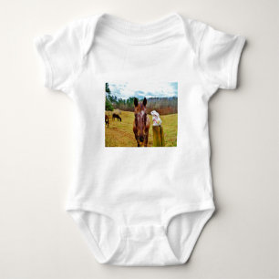 Easter Bunny and Brown horse Baby Bodysuit