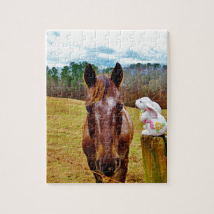 Easter Bunny and Brown horse Jigsaw Puzzle
