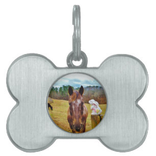 Easter Bunny and Brown horse Pet ID Tag