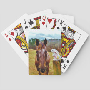 Easter Bunny and Brown horse Playing Cards