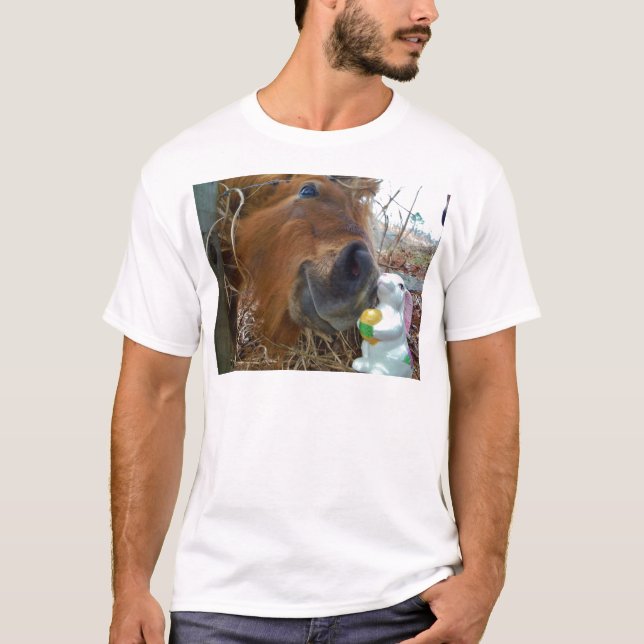 Easter Bunny and Brown horse T-Shirt (Front)