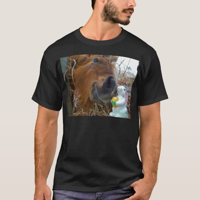 Easter Bunny and Brown horse T-Shirt (Front)