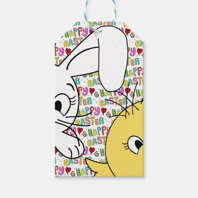 Easter bunny and chick gift tags (Front)