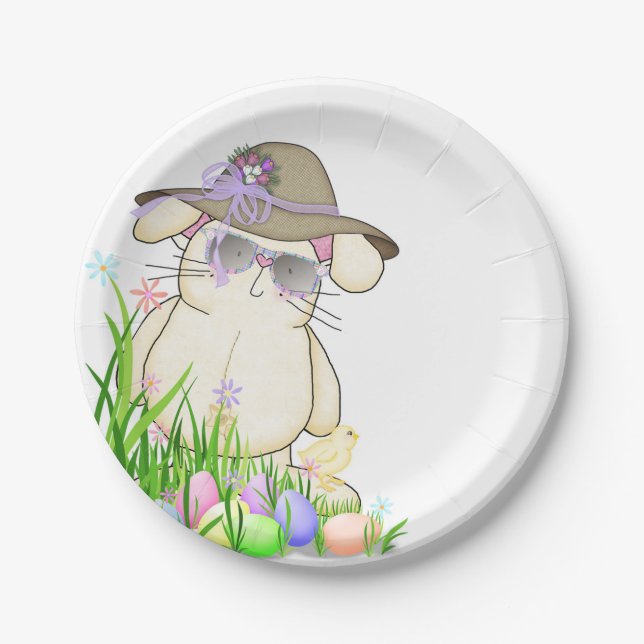 Easter bunny and chick paper plate (Front)