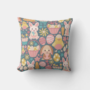 Easter Bunny and Chick Pattern Cushion