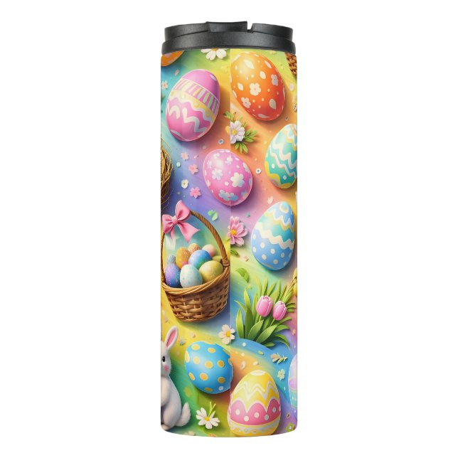 Easter bunny and colorful egg pattern thermal tumbler (Back)