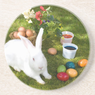 Easter Bunny And Coloured Eggs Coaster