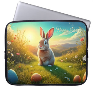 Easter Bunny and Colourful Eggs in Spring Magic Laptop Sleeve