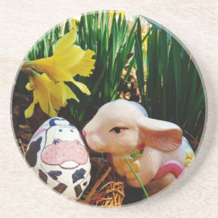 Easter Bunny and cow egg Coaster