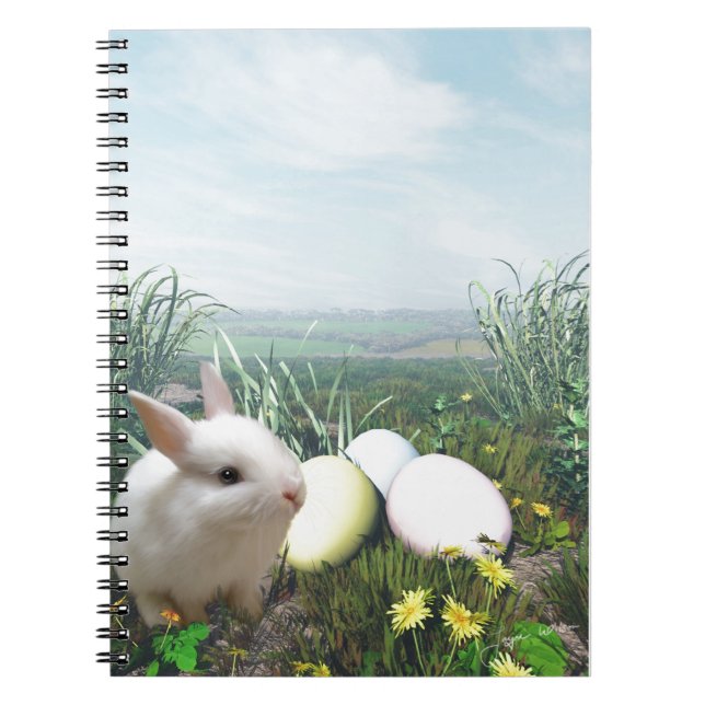 Easter Bunny and Easter Eggs Spiral Notebook (Front)