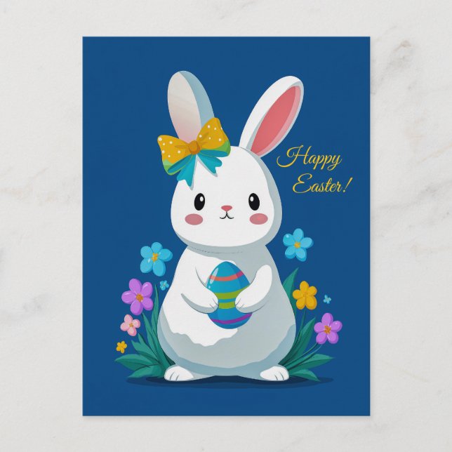 Easter Bunny and Egg Holiday Postcard (Front)